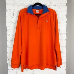 Lacoste Orange Quarter Hidden Zip Pullover Sporty Sweater 6